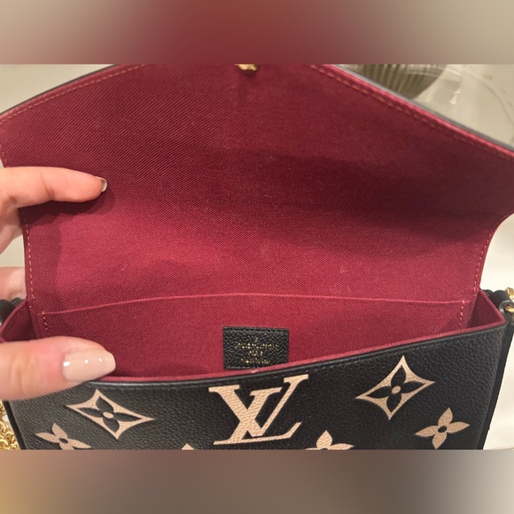 Louis Vuitton Felicie Pochette Bag Black and Beige - Picture 4 of 11